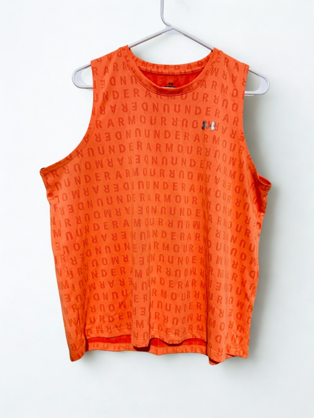 Under Armour Women's XL Orange All Over Logo Tank Top Sleeveless PTP 22